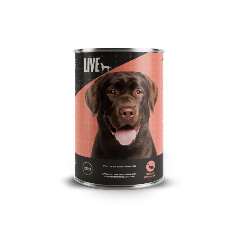 LIVE Dog Vådfoder - Laks/Hvid Fisk - 395g dåse