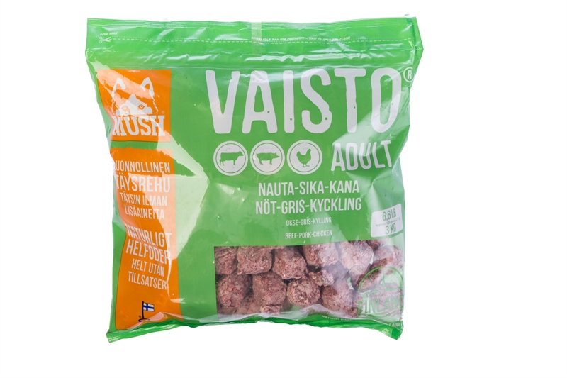 MUSH Vaisto® Grøn - Okse-Gris-Kylling - 3 kg