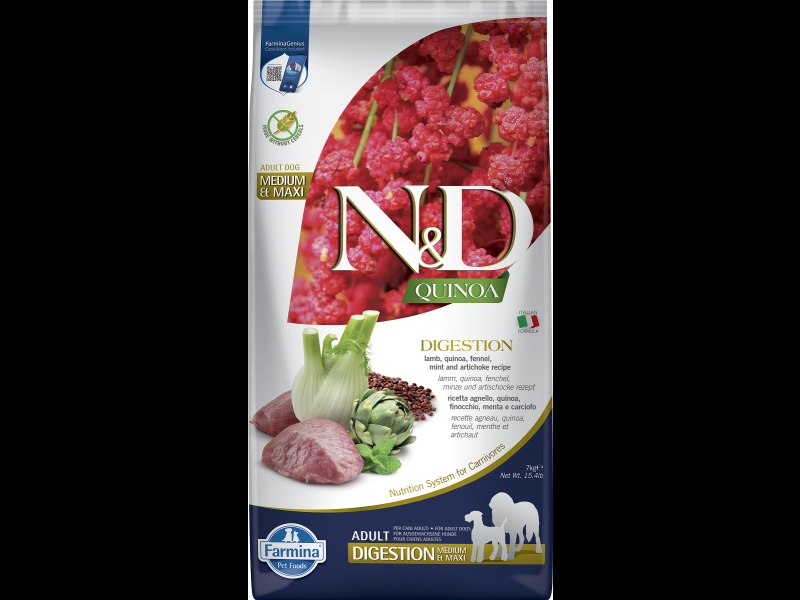 N&D Quinoa Digestion Lamb & Fennel - Medium & Maxi Adult - Prøvepose - Hundefoder