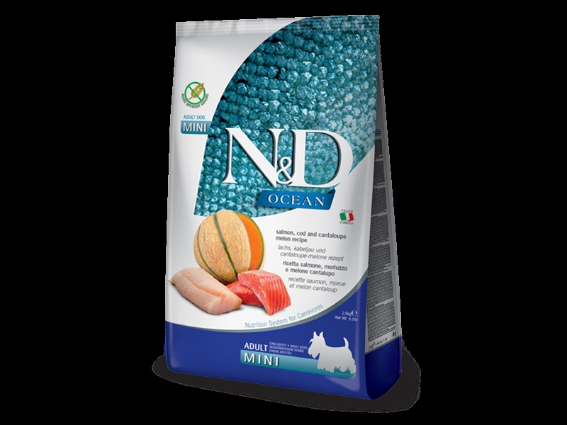 N&D Ocean Salmon Codfish, Cantaloup Melon - Mini adult - 7 KG - Hundefoder 