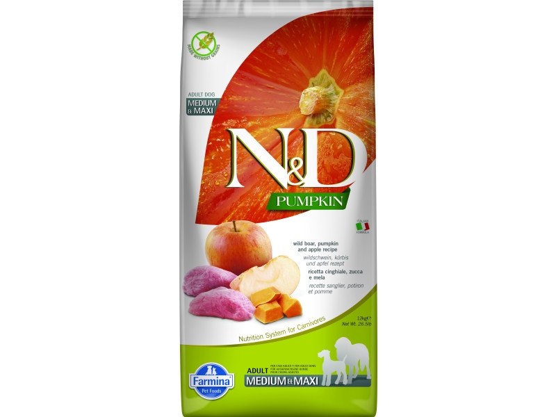 N&D Pumpkin Boar & Apple - Medium & Maxi adult - 12 KG - Hundefoder 