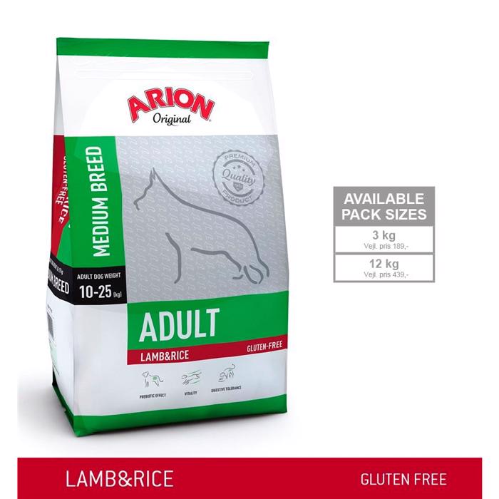 Arion Adult Medium Lam og Ris 3kg.